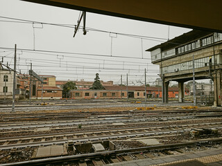 Obraz na płótnie Canvas railway station with trains