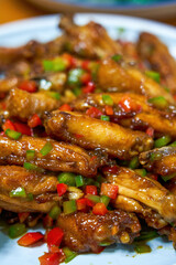 A delicious Chinese home cooking dish, Braised Chicken Wings in Sauce