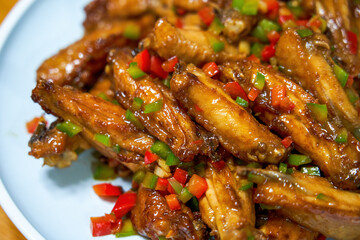 A delicious Chinese home cooking dish, Braised Chicken Wings in Sauce