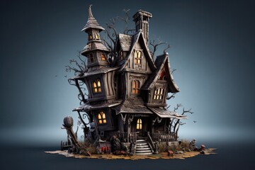 Spooky Old Halloween Haunted House (Generative AI)