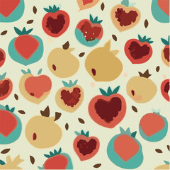 cute simple pomegranate pattern, cartoon, minimal, decorate blankets, carpets, for kids, theme print design
