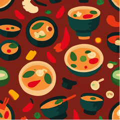 cute simple tom yum pattern, cartoon, minimal, decorate blankets, carpets, for kids, theme print design
