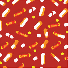 cute simple currywurst pattern, cartoon, minimal, decorate blankets, carpets, for kids, theme print design
