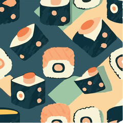 cute simple sushi pattern, cartoon, minimal, decorate blankets, carpets, for kids, theme print design
