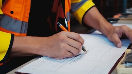 Engineer measuring and drawing for a project  Generative AI