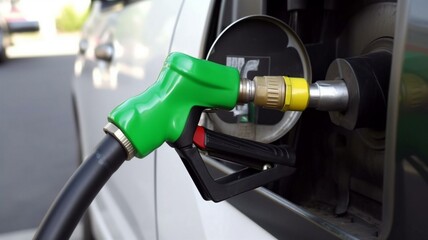 gas pump nozzles goes into car Generative AI