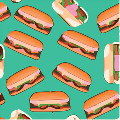 cute simple banh mi pattern, cartoon, minimal, decorate blankets, carpets, for kids, theme print design
