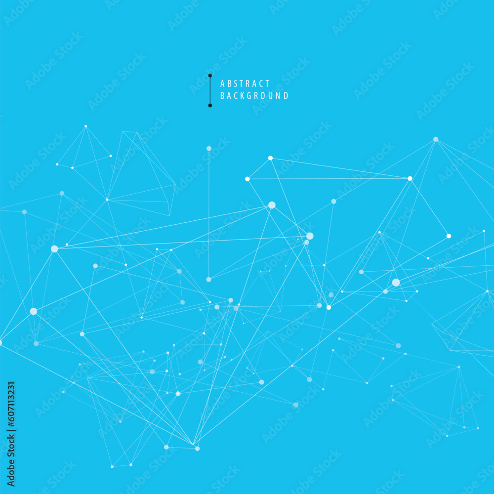 Fototapete Atom geometric structure. Abstract polygonal with connecting dots and lines. Global connect element. Data concept vector