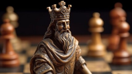 Expensive chess pieces on black Generative AI