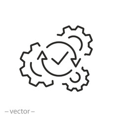 automatism icon, process automatic mode, switch self, thin line symbol - editable stroke vector illustration - obrazy, fototapety, plakaty