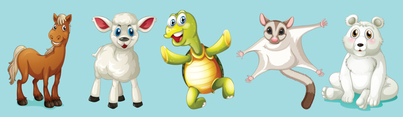 Set of animal cartoon character by the greatest graphics