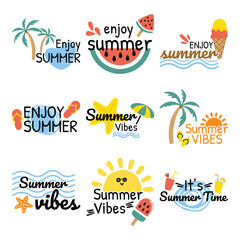 Fototapeta na wymiar Set of summer sticker label vector