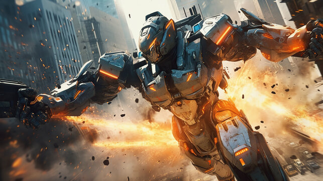 game characters. Action scene with soldiers in armor at war against invading monsters and aliens, science fiction. epic battle. High tech. AI generated image.