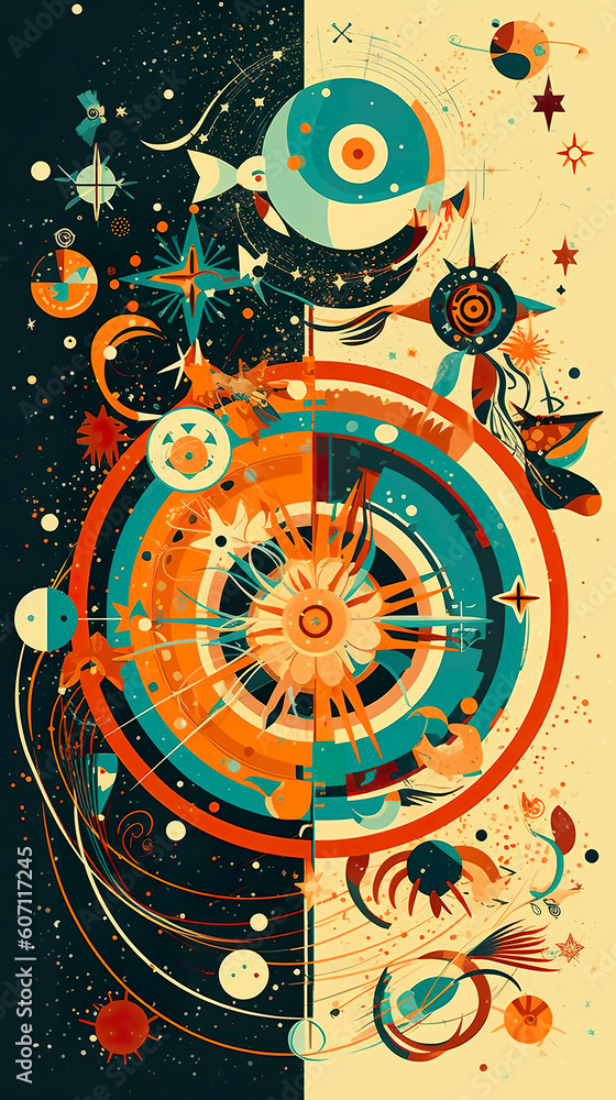 Poster a picture of a clock with different designs on it. generative ai.