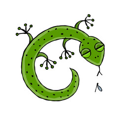 Lizard character, jungle animal. Chameleon isolated for your design. Vector illustration