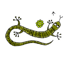 Lizard character, jungle animal. Chameleon isolated for your design. Vector illustration