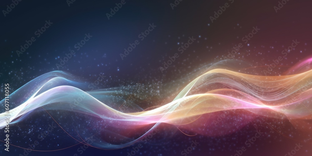 Poster wavy abstract shapes with glittering effect. generative ai aig21.