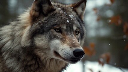 Fototapeta premium wolf in the snow generative ai