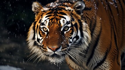 Fototapeta na wymiar tiger snowing winter generative ai