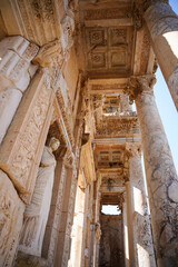 columns in the library entrance at Ephesus ancient city