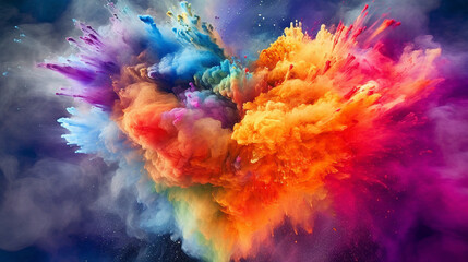 Fototapeta na wymiar Colored powder heart explodes