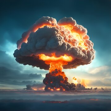 explosion of fire , Nucelar explosion, Mushrrom cloud 