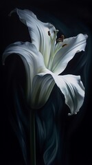 white lily on black background Generative AI