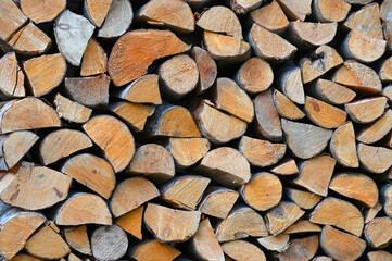 Woodpile, Chopped and stacked firewood, background