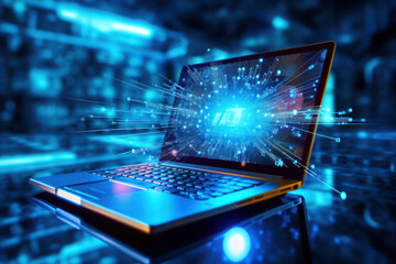 powerful futuristic laptop. high speed and performance. generative ai