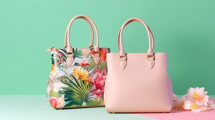 fashion luxury women handback colorful print summer bags banner accessories moda ,generated ai