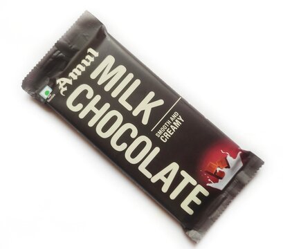 Guwahati, Assam, India - March 22, 2023 : Amul Smooth and Creamy Milk chocolate in isolated background.