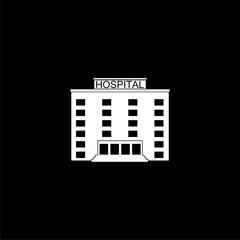 Hospital icon image isolated on black background