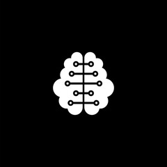 AI brain outline icon. Symbol, logo illustration on black background