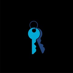 Two keys  icon isolated on black background 