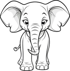 Obraz premium Elephant , colouring book for kids, vector illustration