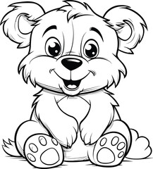 Obraz premium Bear, colouring book for kids, vector illustration