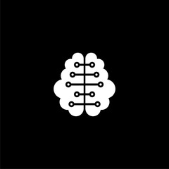 AI brain outline icon. Symbol, logo illustration on black background