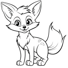 Obraz premium Fox, colouring book for kids, vector illustration