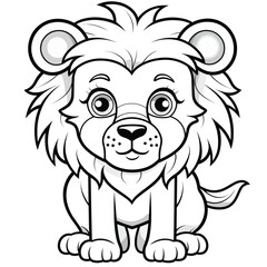 Lion, colouring book for kids, vector illustration