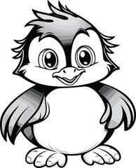 Obraz premium Penguin, colouring book for kids, vector illustration