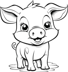 Pig , colouring book for kids, vector illustration