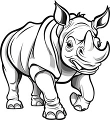 Obraz premium Rhinoceros, colouring book for kids, vector illustration