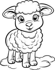 Fototapeta premium Sheep, colouring book for kids, vector illustration