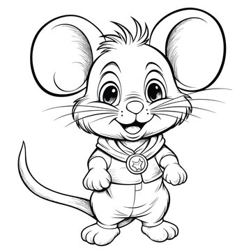 Mouse, colouring book for kids, vector illustration