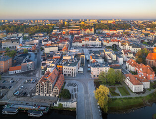 Fototapeta na wymiar Aerial view of the market square of Bydgoszcz.
