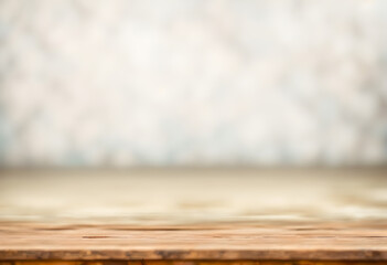 Wood table top texture shabby background Patterned surface In the kitchen room interior , can be used for display or montage anything your products. Generative AI, illustration