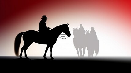 Naklejka premium silhouette of a cowboy in the desert Generative AI