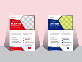 Flyer Template Geometric shape used for business poster layout, Corporate Business flyer template vector design, Corporate business flyer design template or modern business flyer design template .