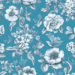 Vintage Floral and Flowers Seamless Pattern for fabric, paper, print, digital. Generative AI