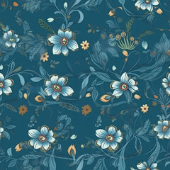 Vintage Floral and Flowers Seamless Pattern for fabric, paper, print, digital. Generative AI